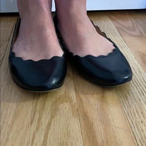 Black SFA Leather scalloped ballet flats